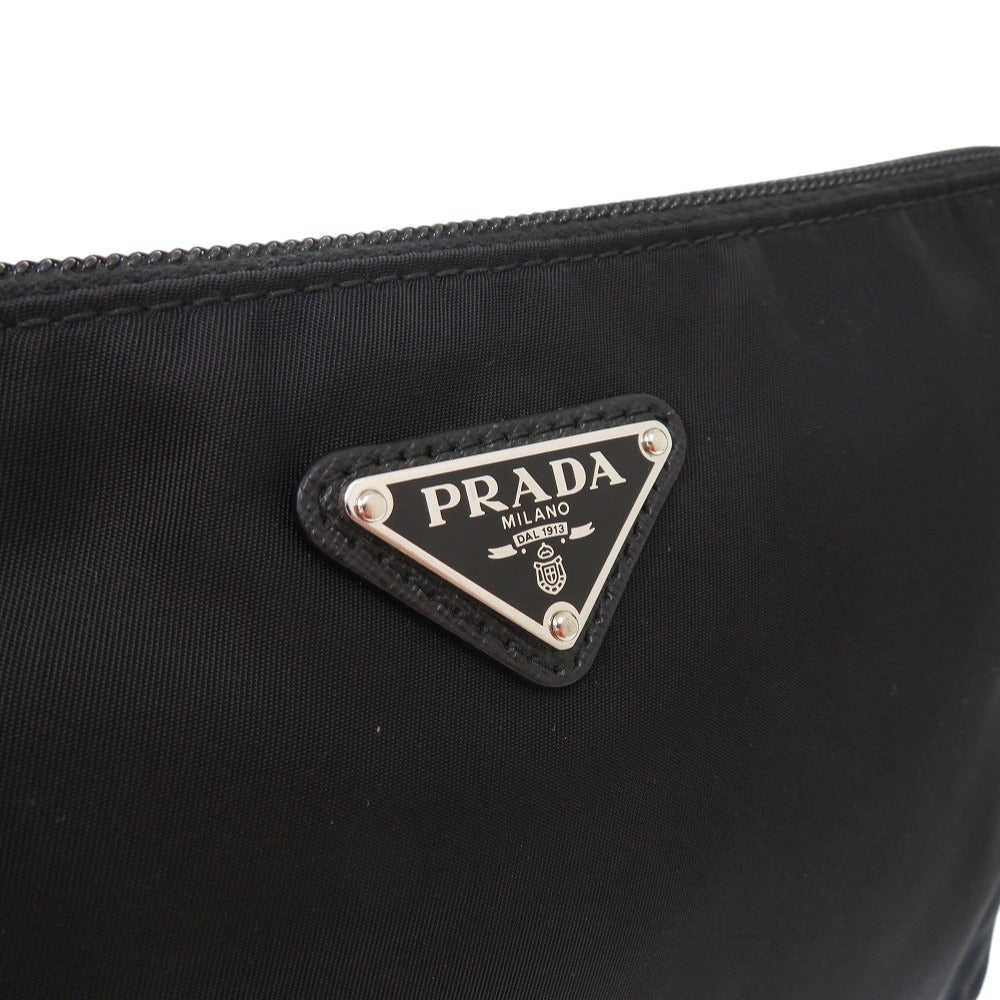 PRADA Clutch bag 2NE789 Nylon, Leather black Triangle logo unisex(Unisex) Used Authentic