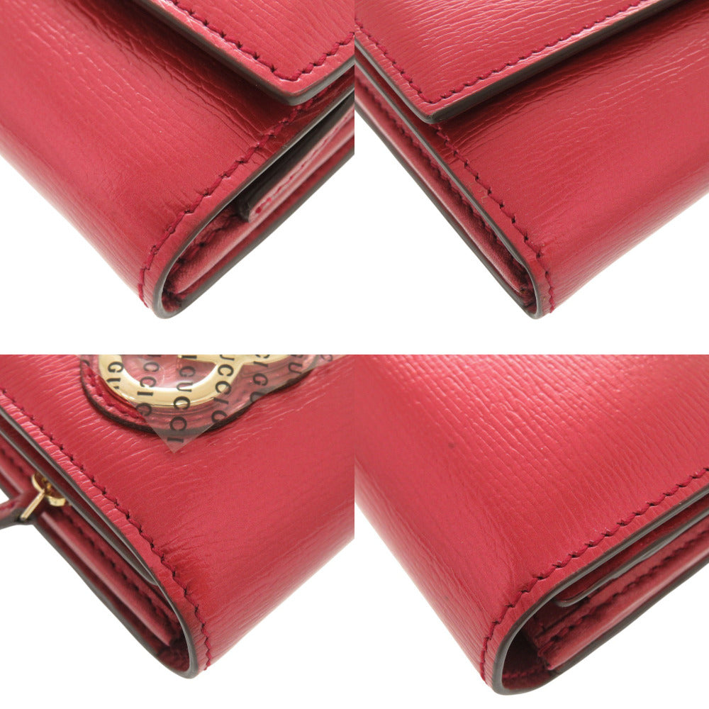 GUCCI Long Wallet Purse 245728 Patent leather Red Lovely heart Women Used Authentic