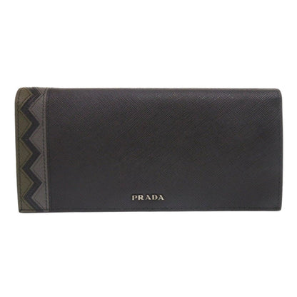 PRADA Long Wallet Purse 2MV836 leather black Bifold Walletlong wallet Safiano mens Used Authentic