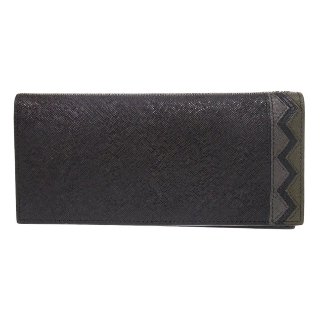 PRADA Long Wallet Purse 2MV836 leather black Bifold Walletlong wallet Safiano mens Used Authentic