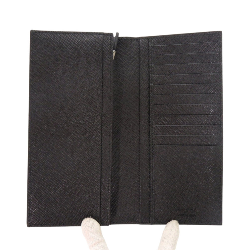 PRADA Long Wallet Purse 2MV836 leather black Bifold Walletlong wallet Safiano mens Used Authentic