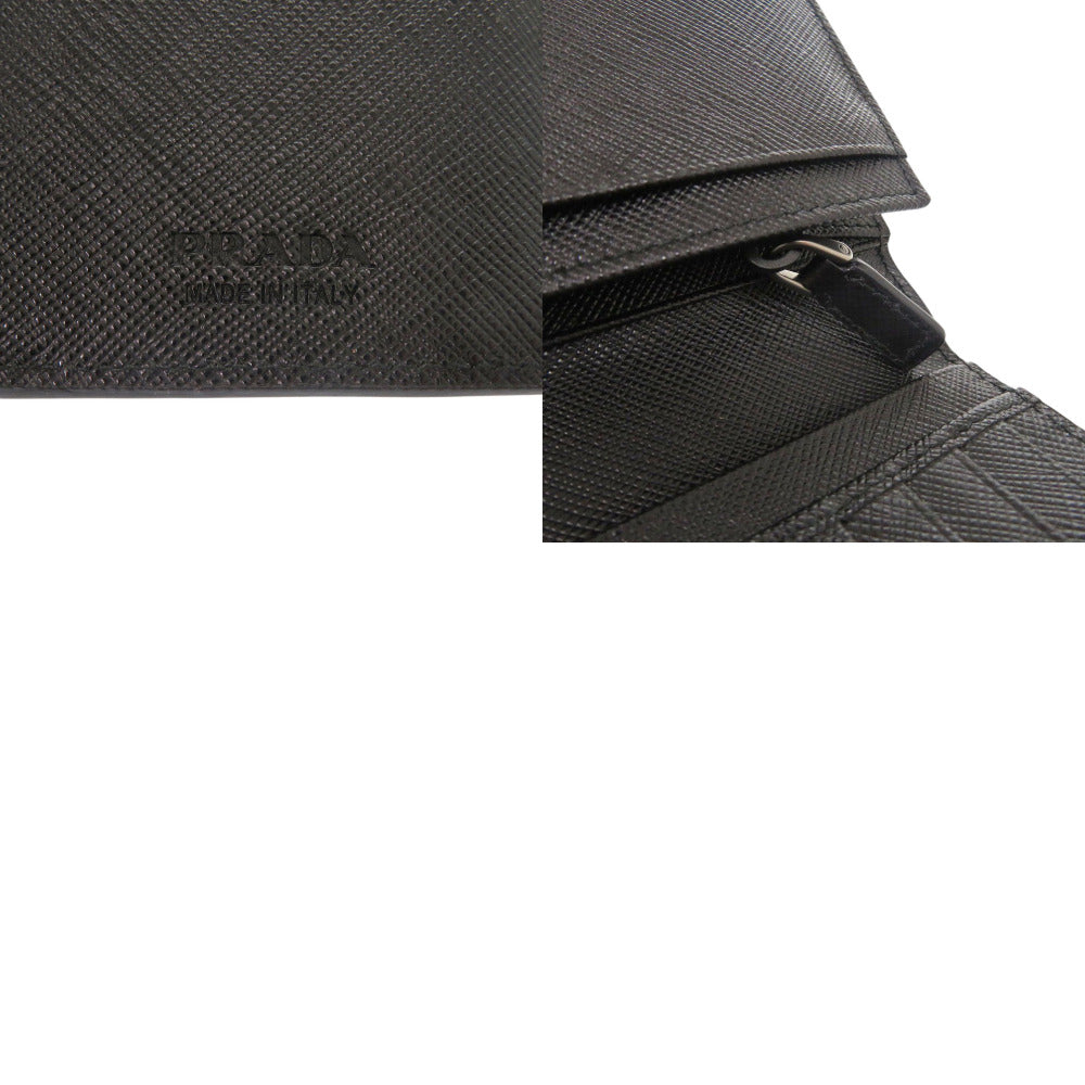 PRADA Long Wallet Purse 2MV836 leather black Bifold Walletlong wallet Safiano mens Used Authentic