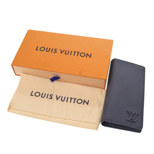 LOUIS VUITTON Long Wallet Purse M81810 Taurillon Clemence Leather Navy Portefeuille Plaza mens Used Authentic
