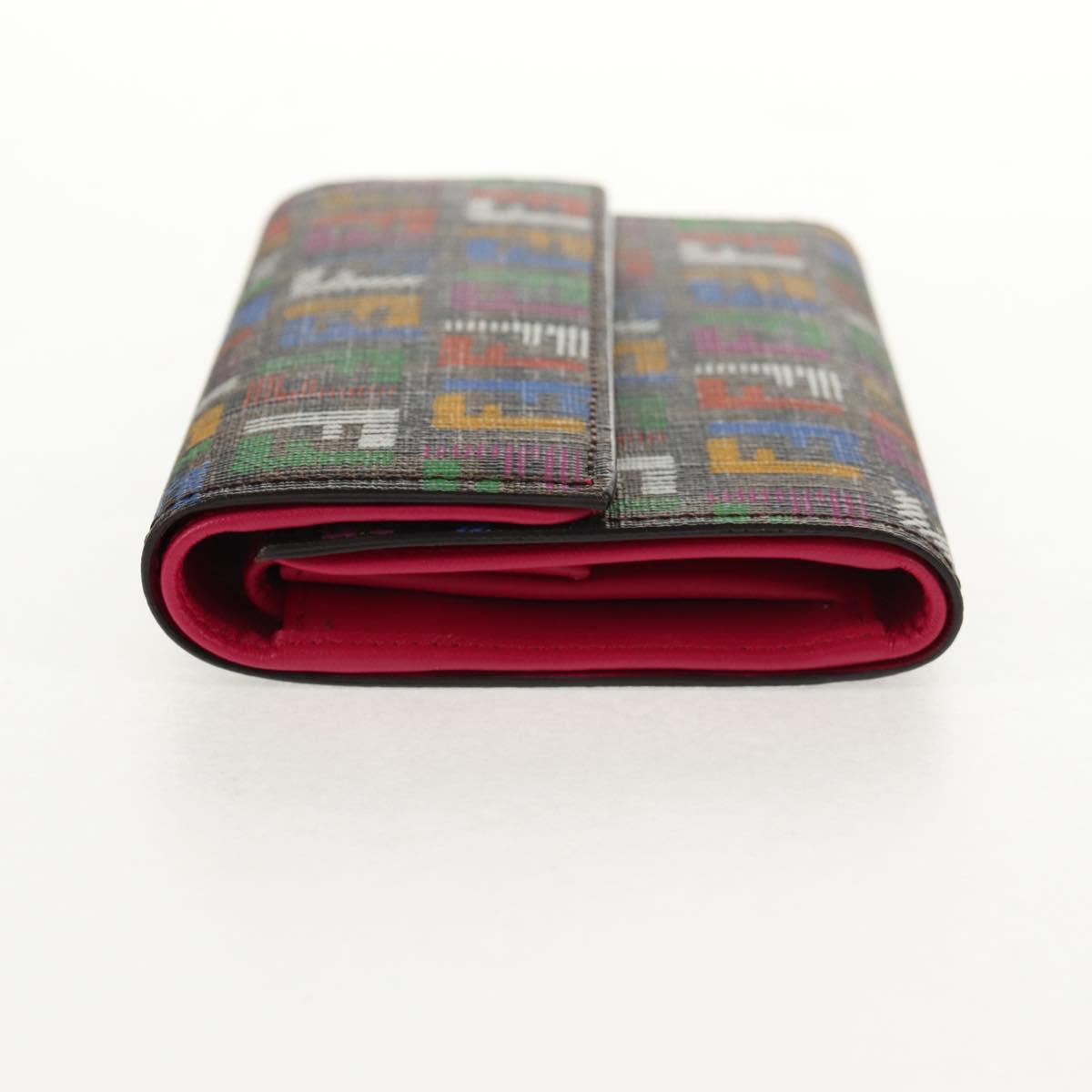 FENDI Zucca Canvas T rifold Wallet Multicolor Gold