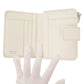 PRADA Bifold Wallet leather white saffiano triangle Women Used Authentic
