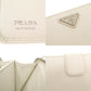 PRADA Bifold Wallet leather white saffiano triangle Women Used Authentic