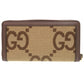 GUCCI Long Wallet Purse 658634 Canvas, Leather Brown Zip Around Jumbo GG Bamboo Women Used Authentic