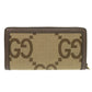 GUCCI Long Wallet Purse 658634 Canvas, Leather Brown Jumbo GG Bamboo Women Used Authentic