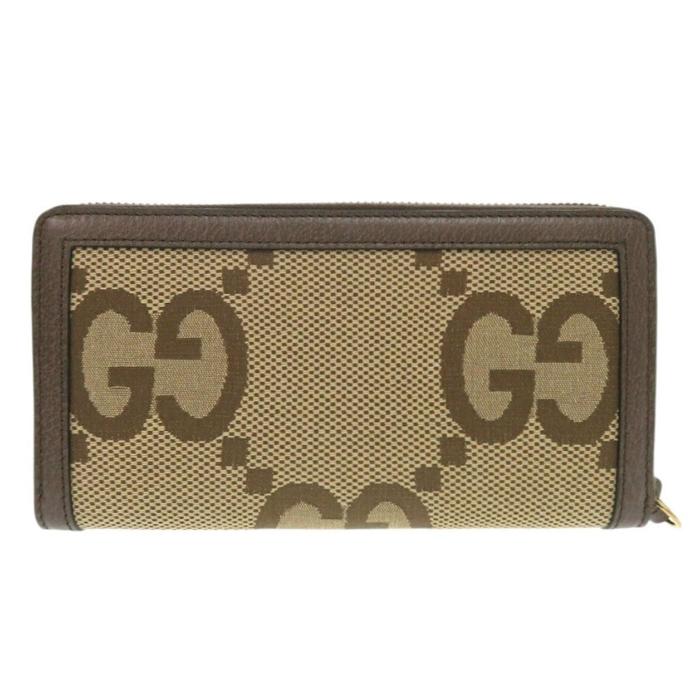 GUCCI Long Wallet Purse 658634 Canvas, Leather Brown Jumbo GG Bamboo Women Used Authentic