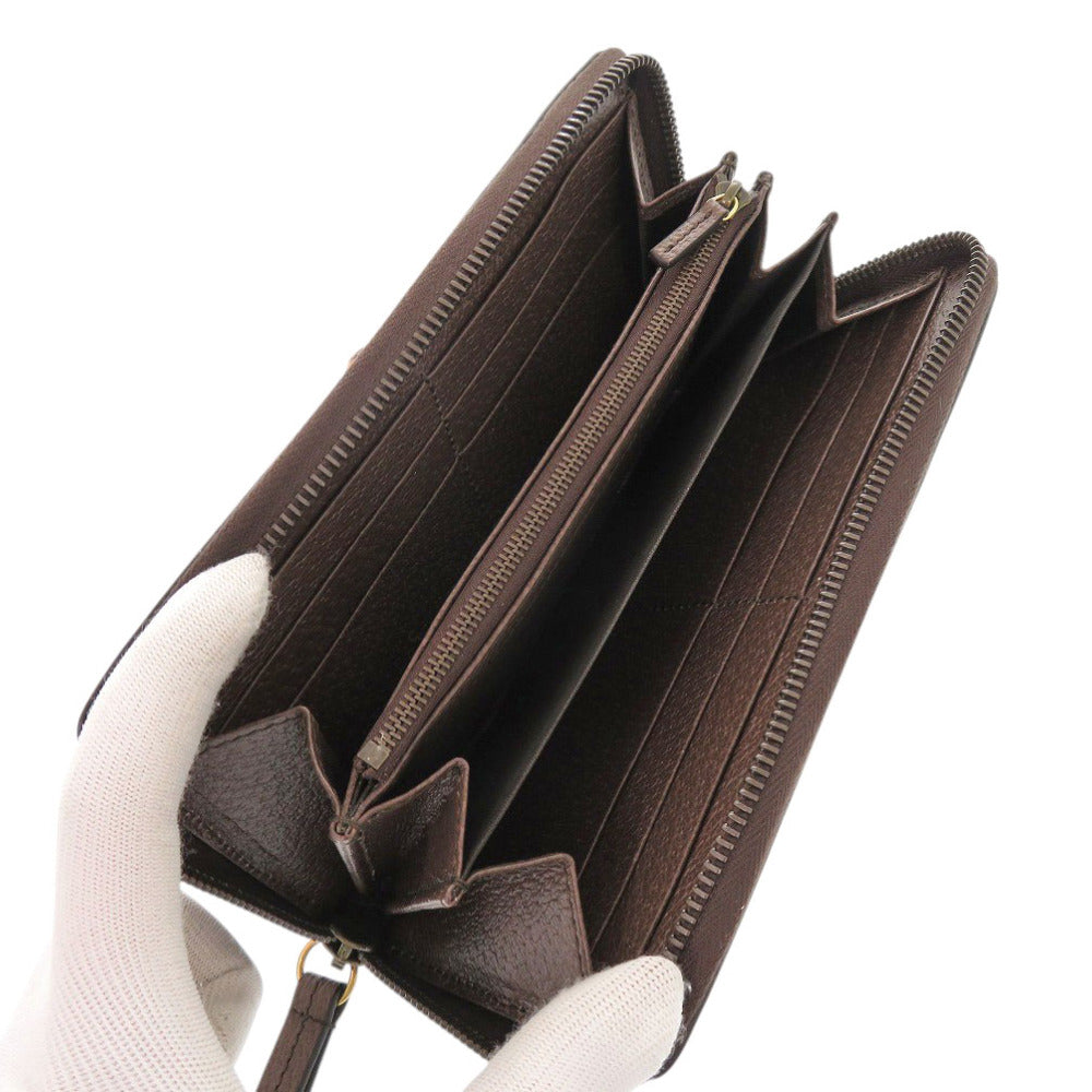 GUCCI Long Wallet Purse 658634 Canvas, Leather Brown Jumbo GG Bamboo Women Used Authentic