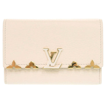 LOUIS VUITTON Tri-fold wallet M11363 Taurillon Clemence Leather Beige pink Portefeuille Capcine Compact Women Used Authentic
