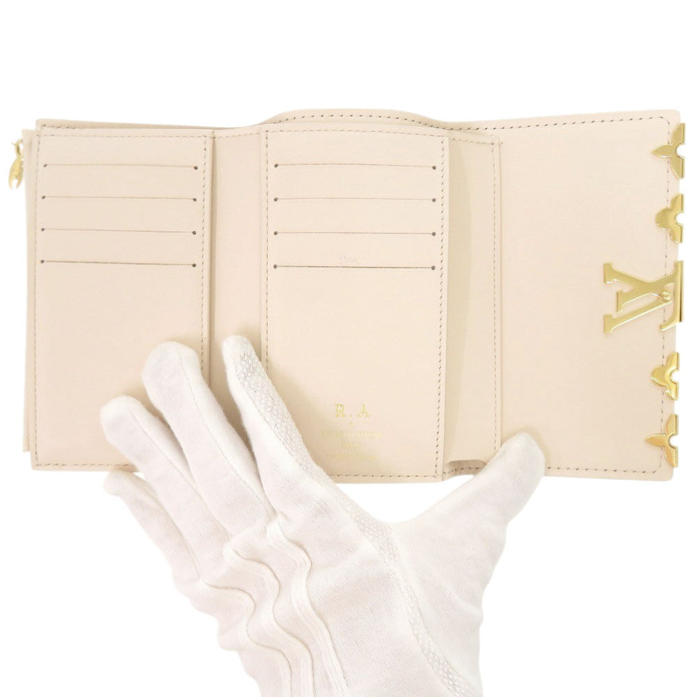 LOUIS VUITTON Tri-fold wallet M11363 Taurillon Clemence Leather Beige pink Portefeuille Capcine Compact Women Used Authentic