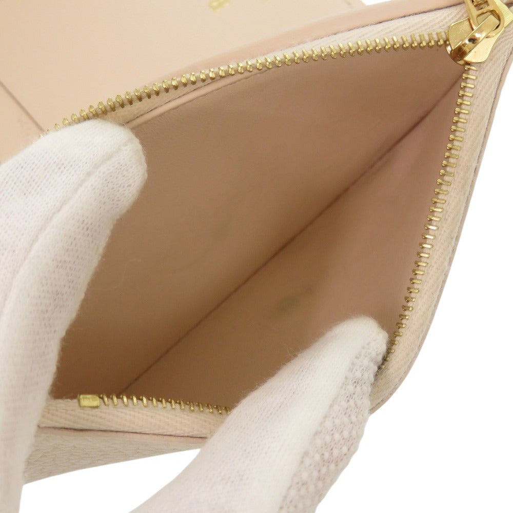 LOUIS VUITTON Tri-fold wallet M11363 Taurillon Clemence Leather Beige pink Portefeuille Capcine Compact Women Used Authentic