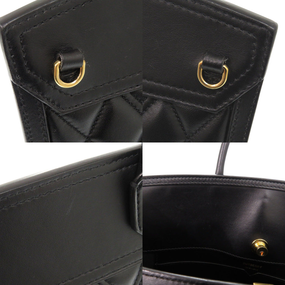BURBERRY Handbag leather black 2WAY Women Used Authentic