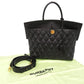 BURBERRY Handbag leather black 2WAY Women Used Authentic
