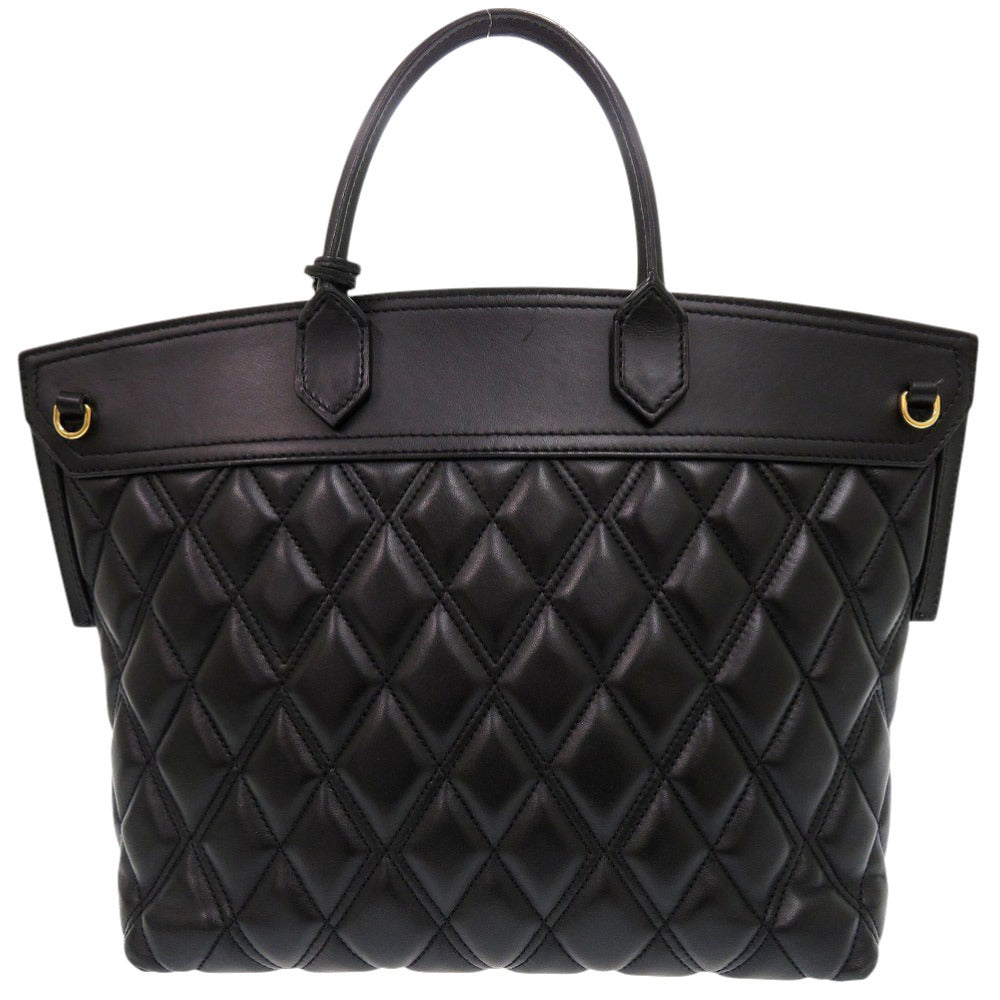BURBERRY Handbag leather black 2WAY Women Used Authentic