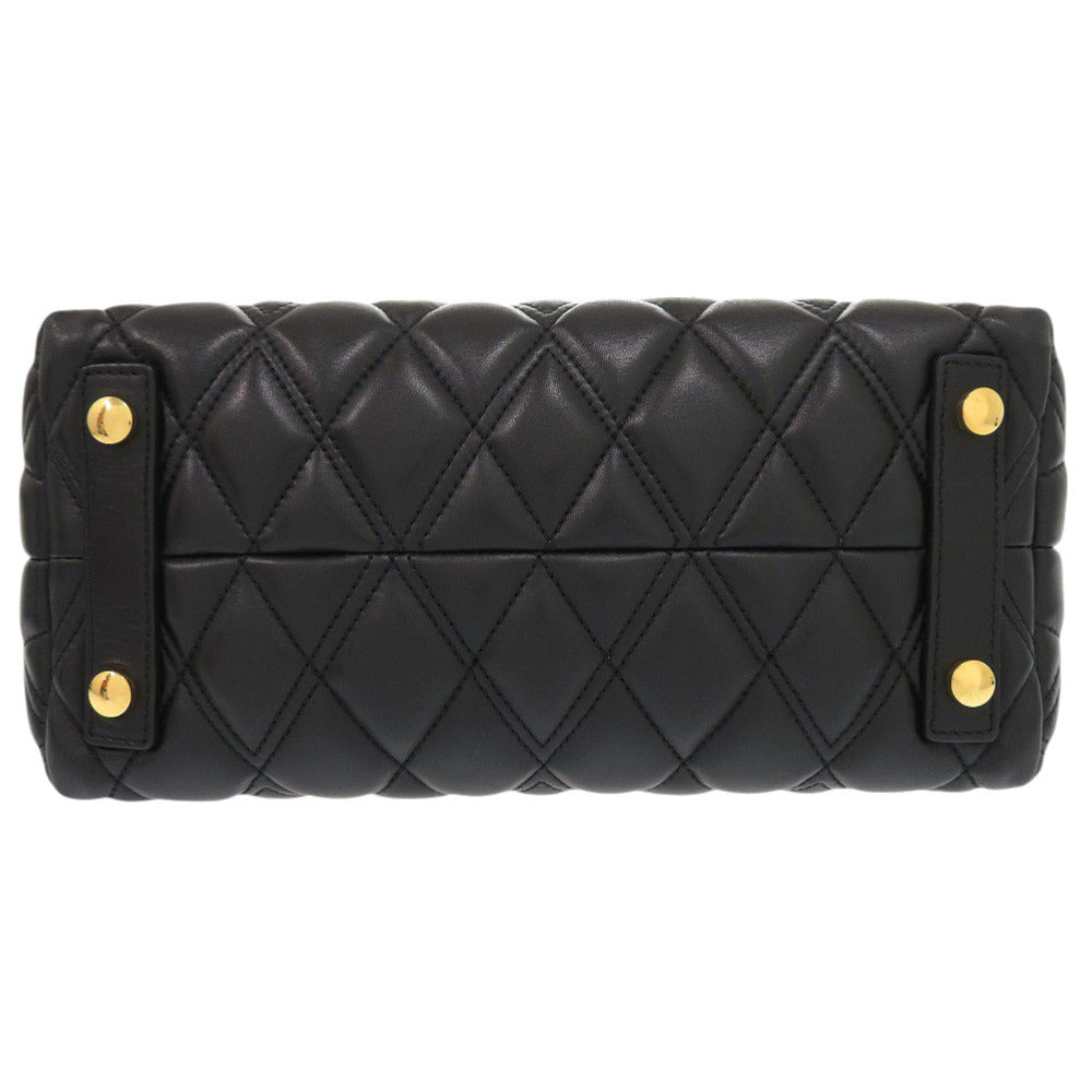 BURBERRY Handbag leather black 2WAY Women Used Authentic