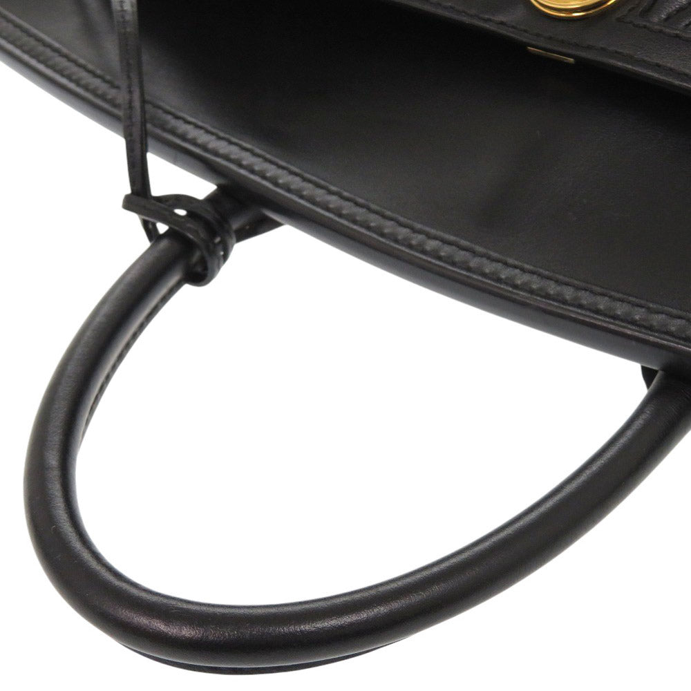 BURBERRY Handbag leather black 2WAY Women Used Authentic