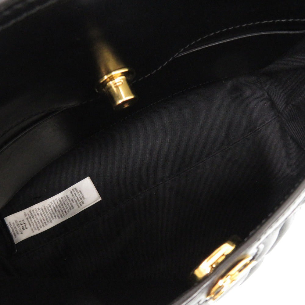 BURBERRY Handbag leather black 2WAY Women Used Authentic