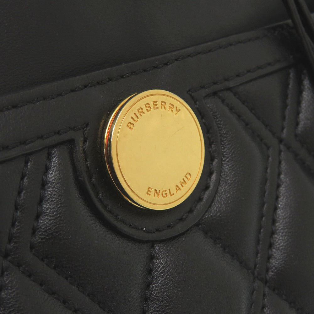 BURBERRY Handbag leather black 2WAY Women Used Authentic