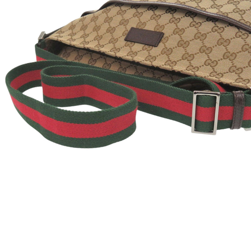 GUCCI Shoulder Bag 189751 GG canvas beige Sherry line Women Used Authentic
