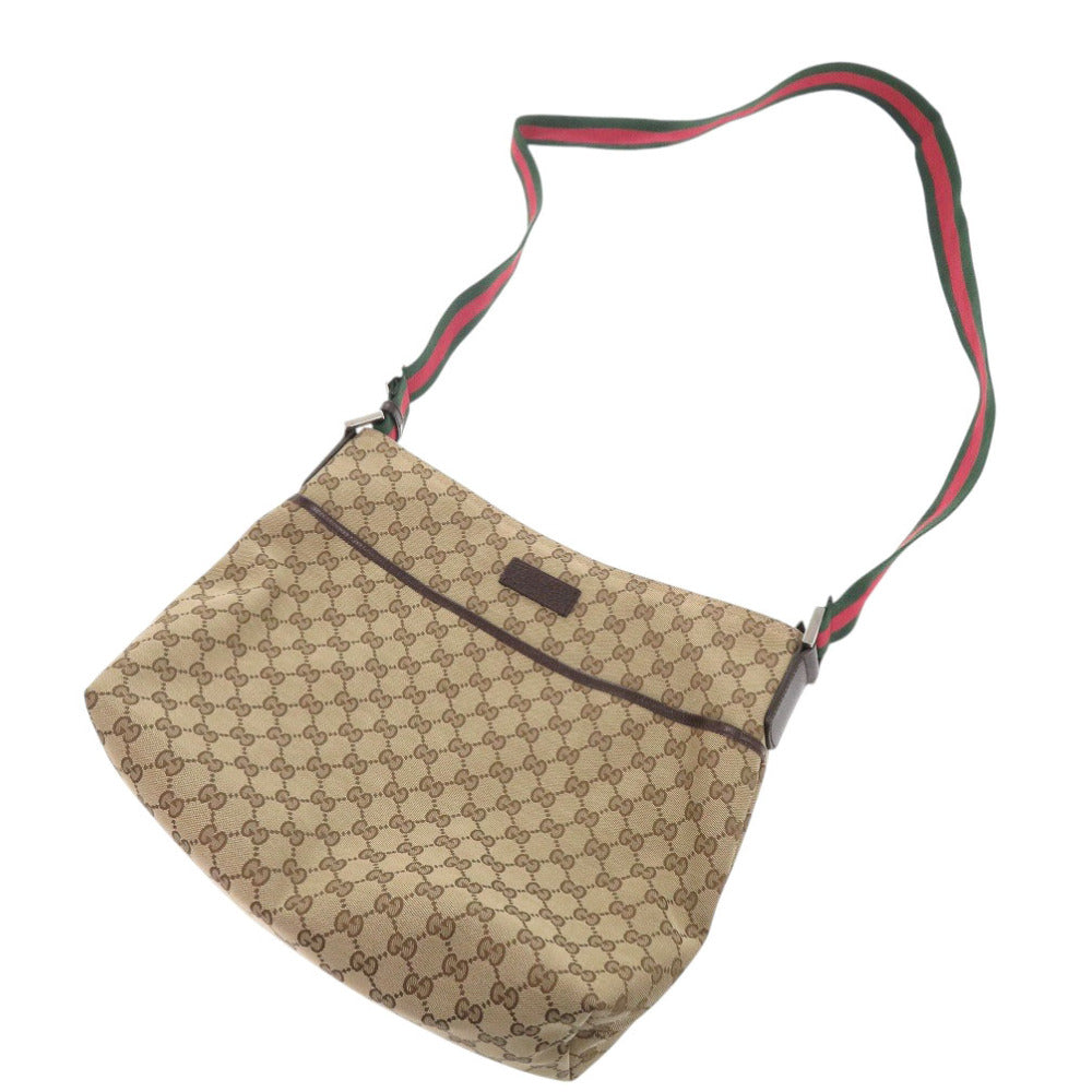 GUCCI Shoulder Bag 189751 GG canvas beige Sherry line Women Used Authentic