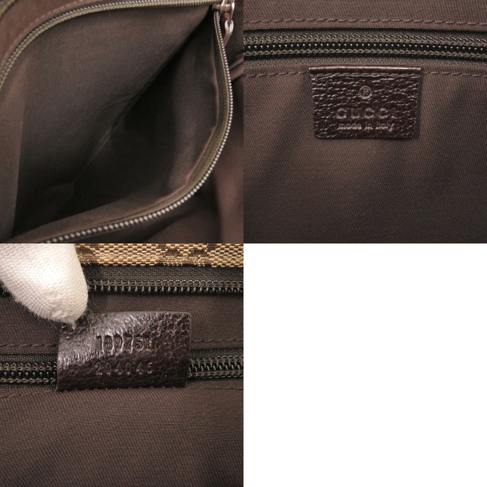 GUCCI Shoulder Bag 189751 GG canvas beige Sherry line Women Used Authentic