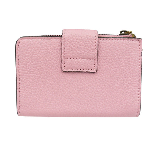 GUCCI Bifold Wallet 739498 leather pink Double G Medium Wallet with Bamboo Women Used Authentic