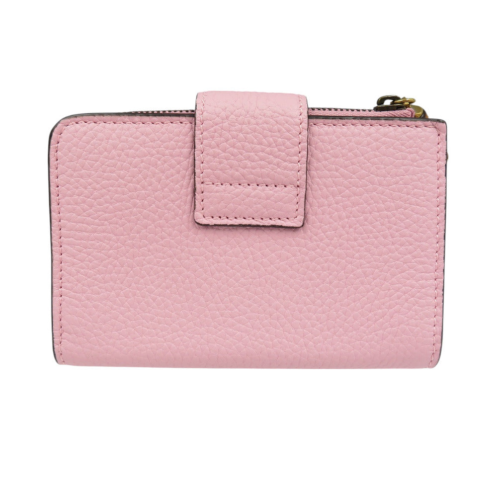 GUCCI Bifold Wallet 739498 leather pink Double G Medium Wallet with Bamboo Women Used Authentic