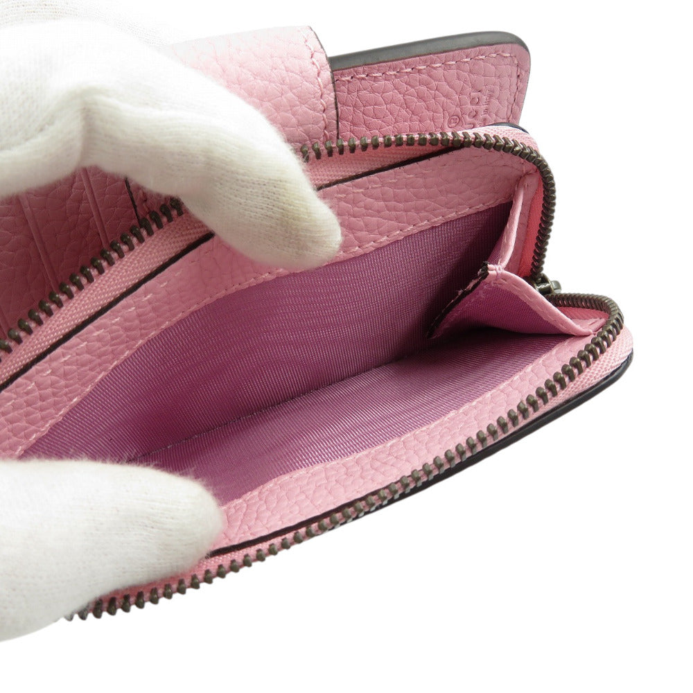 GUCCI Bifold Wallet 739498 leather pink Double G Medium Wallet with Bamboo Women Used Authentic