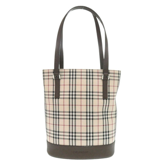 BURBERRY Tote Bag cotton beige Nova Check Women Used Authentic