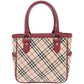 BURBERRY Handbag Leather, Canvas Red Nova Check Women Used Authentic