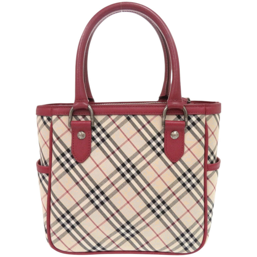 BURBERRY Handbag Leather, Canvas Red Nova Check Women Used Authentic