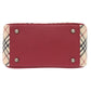 BURBERRY Handbag Leather, Canvas Red Nova Check Women Used Authentic