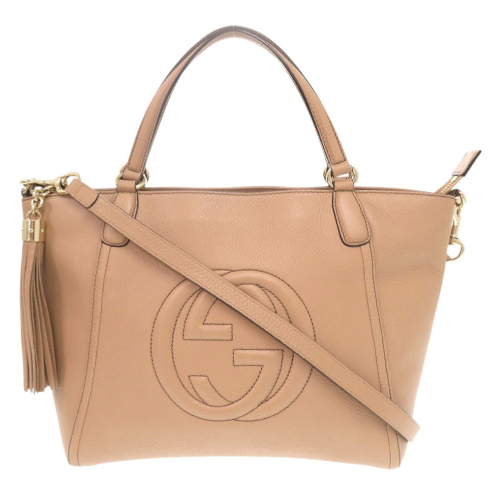 GUCCI Handbag 369176 leather pink beige Soho