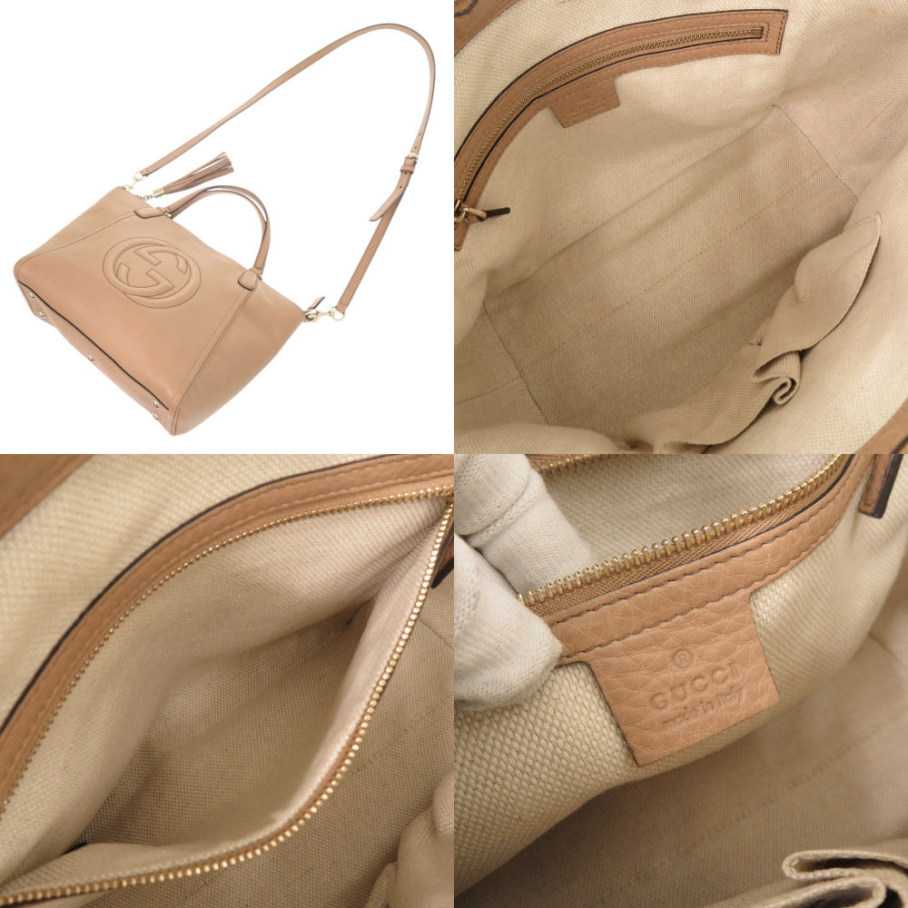 GUCCI Handbag 369176 leather pink beige Soho
