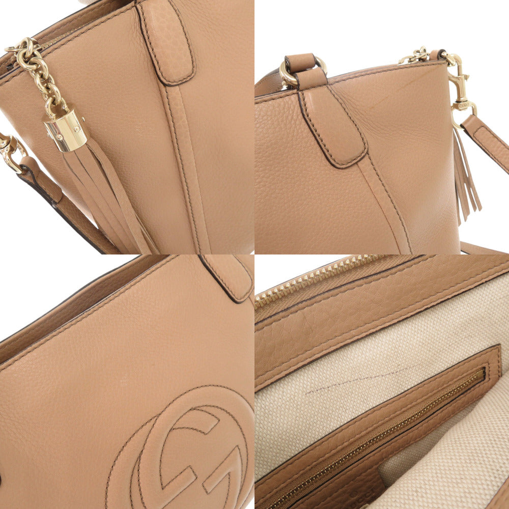 GUCCI Handbag 369176 leather pink beige Soho