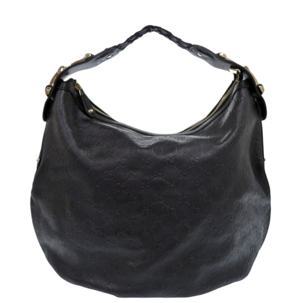 GUCCI Shoulder Bag 211986 leather black Hobo one belt