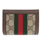 GUCCI Bifold Wallet 813296 PVC coated canvas, leather Brown GG Supreme Ophidia medium Women Used Authentic