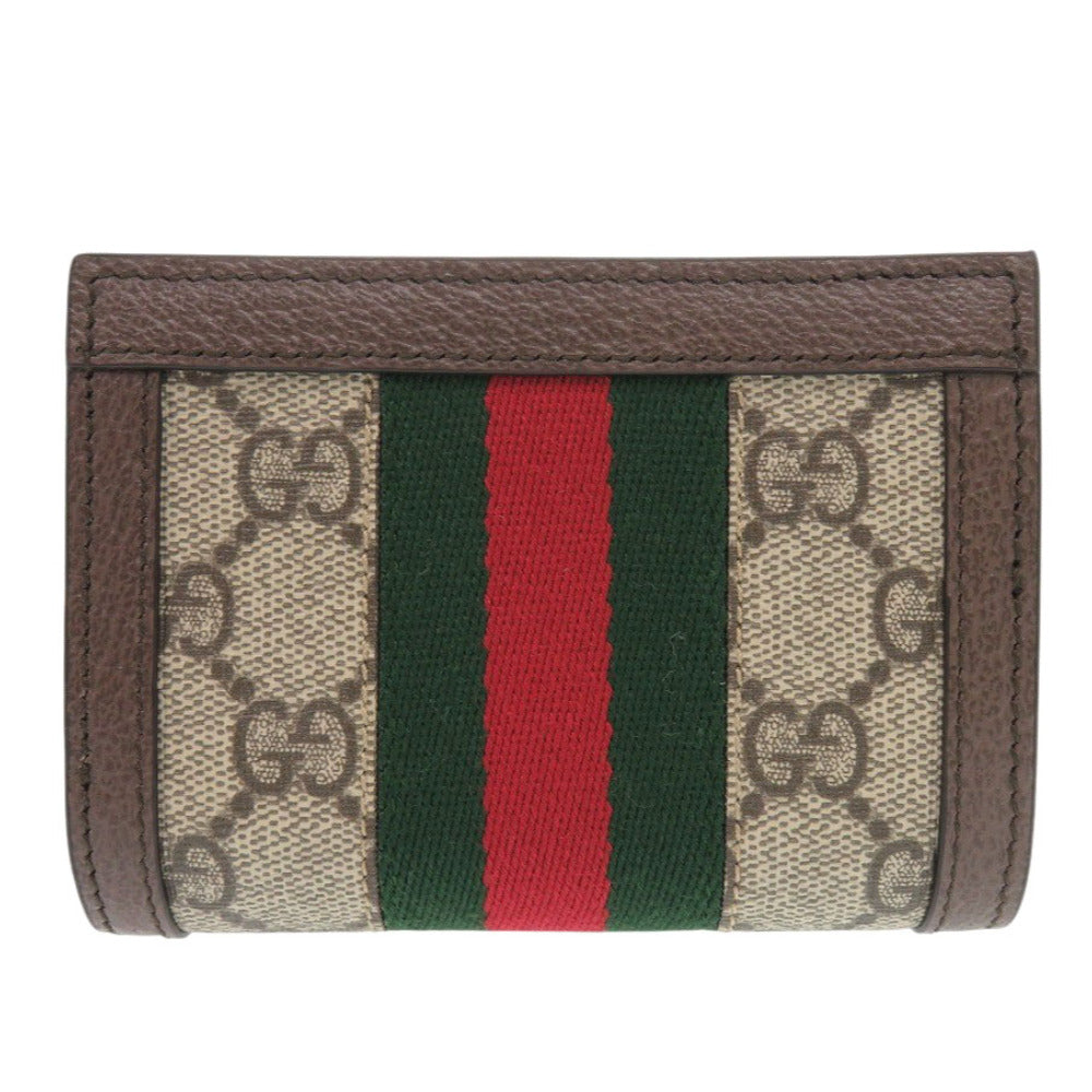 GUCCI Bifold Wallet 813296 PVC coated canvas, leather Brown GG Supreme Ophidia medium Women Used Authentic