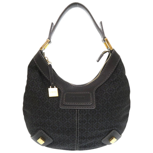 LOEWE Shoulder Bag Canvas, Leather Navy One Shoulder Bag Women Used Authentic