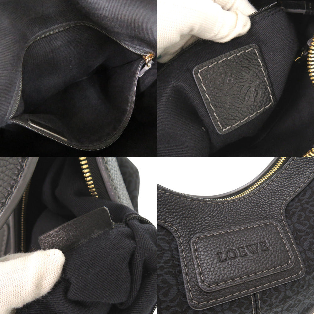 LOEWE Shoulder Bag Canvas, Leather Navy One Shoulder Bag Women Used Authentic