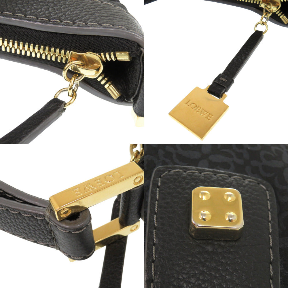 LOEWE Shoulder Bag Canvas, Leather Navy One Shoulder Bag Women Used Authentic