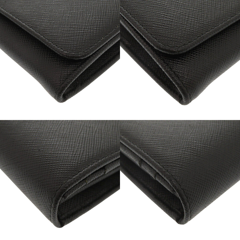PRADA Long Wallet Purse leather black Women Used Authentic