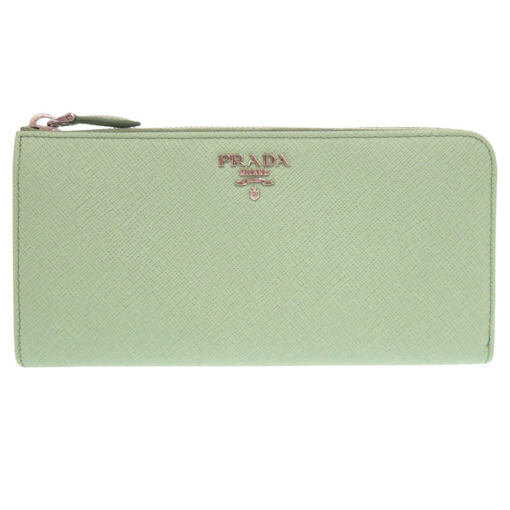 PRADA Long Wallet Purse leather green