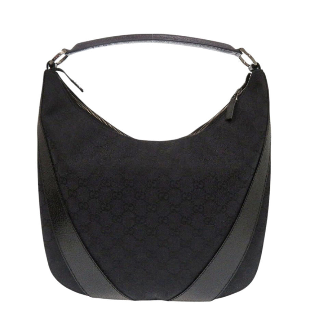 GUCCI Handbag 124357 002214 GG canvas, leather black One Shoulder Bag Women Used Authentic