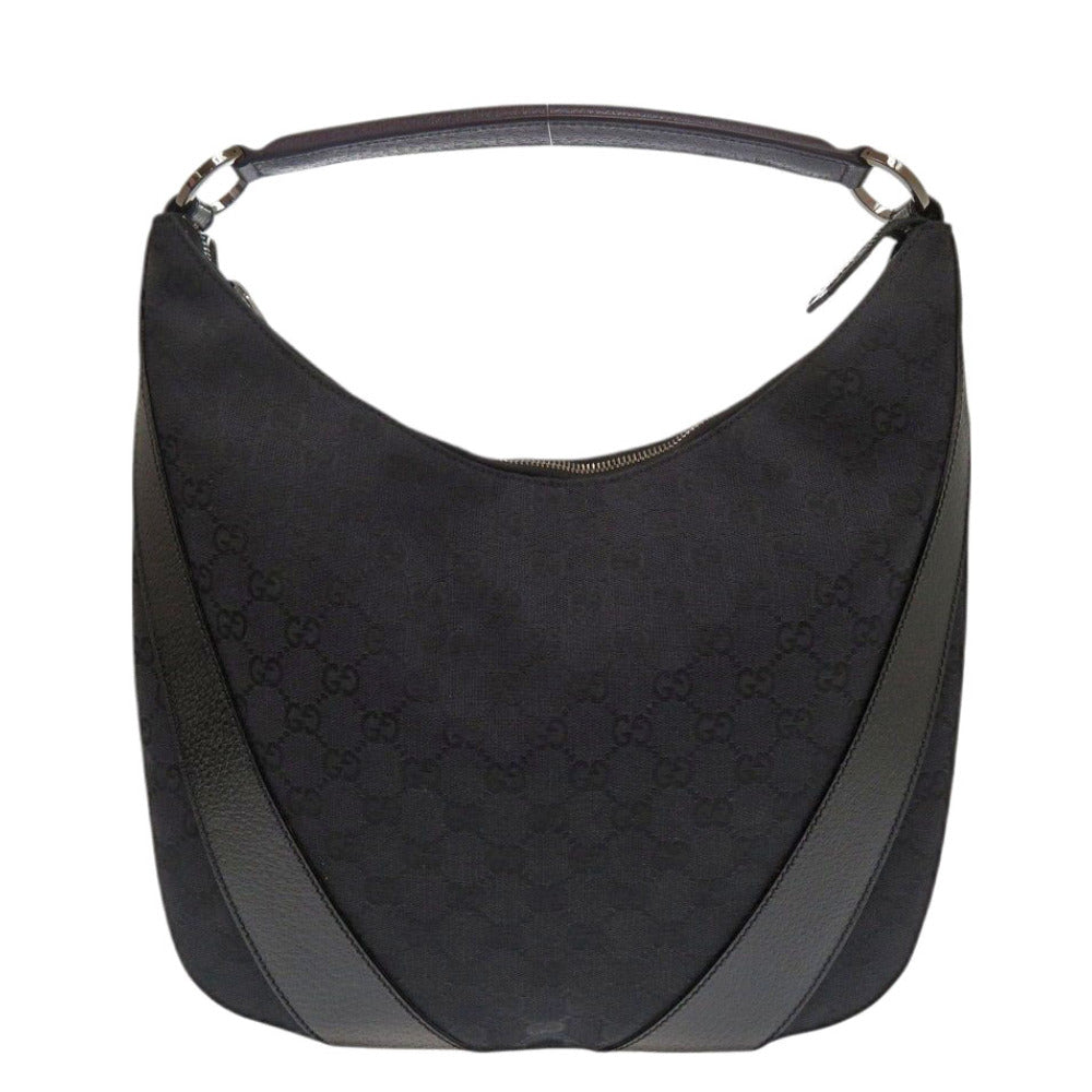 GUCCI Handbag 124357 002214 GG canvas, leather black One Shoulder Bag Women Used Authentic