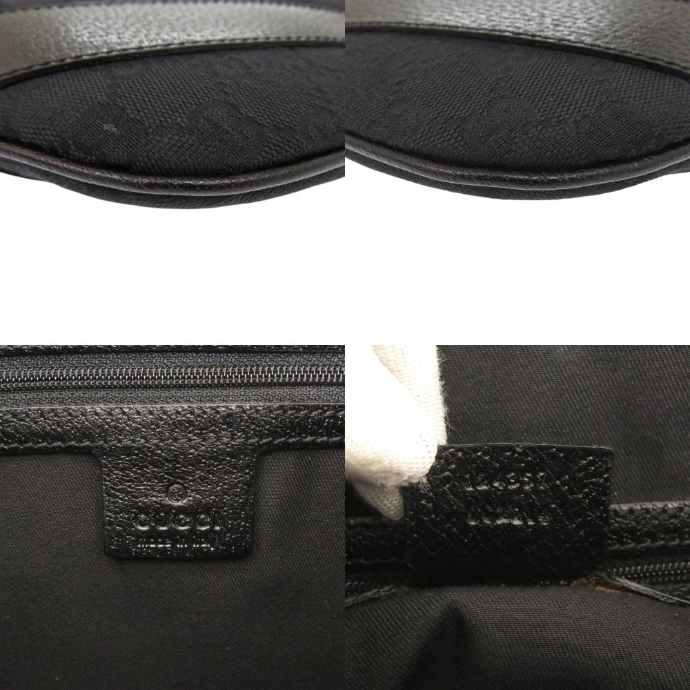 GUCCI Handbag 124357 002214 GG canvas, leather black One Shoulder Bag Women Used Authentic