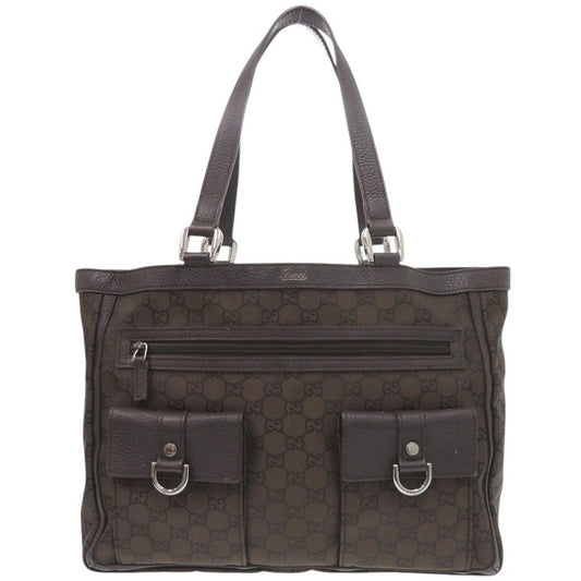 GUCCI Tote Bag 268639 Nylon Brown Abbey Women Used Authentic