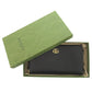 GUCCI Long Wallet Purse 456117 Leather, 8616 black Zip Around GG Marmont Women Used Authentic
